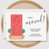 Change of Address We've Moved Red Door Watercolor