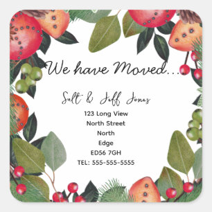 Change of address winter season square sticker