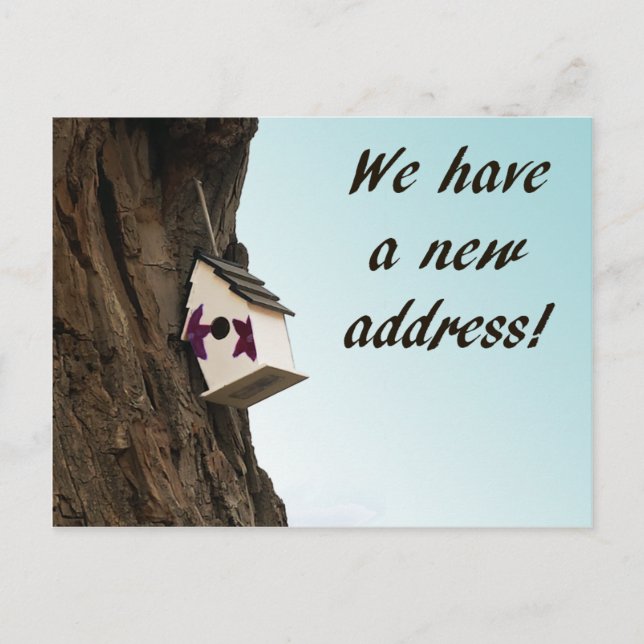 Change of address with birdhouse postcard (Front)