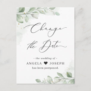 Change of Date Plan Eucalyptus Greenery Succulent Postcard