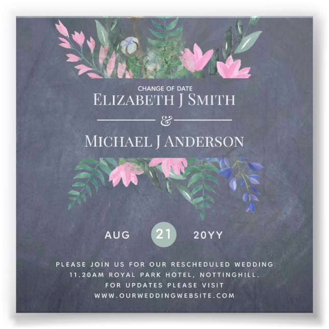 Change of Date Plans Postponement Wildflowers Chic Photo Print (Front)