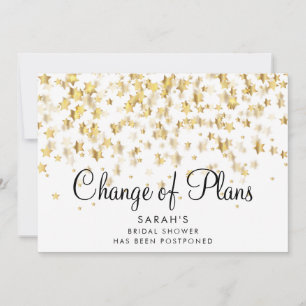 Change of Date Postponed Bridal Shower Gold Stars Save The Date