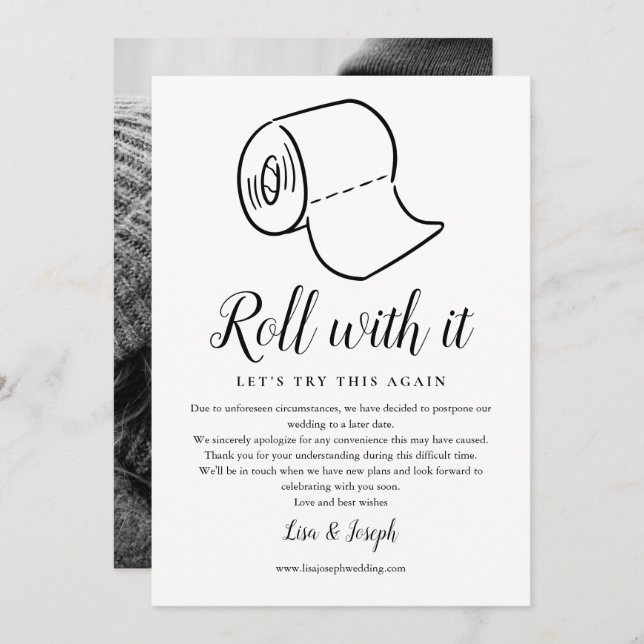 Change of Date Postponed Cancelled Event Photo Invitation (Front/Back)