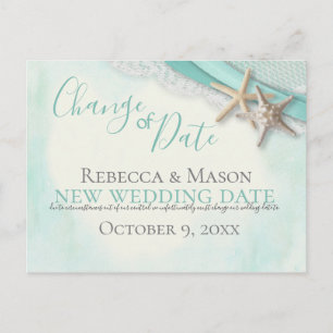 Change of Date Starfish and Ribbon Postcard