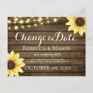 Change of Date Sunflowers, Barn Wood and Lights Postcard
