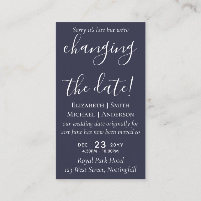 Change of Date Wedding Postponement Photo Invite (Front)