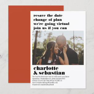 Change of Plan Virtual Wedding Save the Date Photo