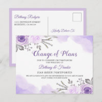 Change of Plans Announcement Chic Purple Floral