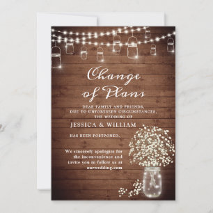Change of Plans Baby's Breath String Lights Rustic Invitation