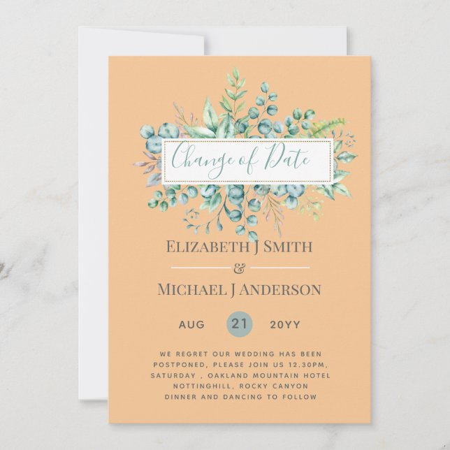 Change of Plans Date Greenery Eucalyptus Event (Front)