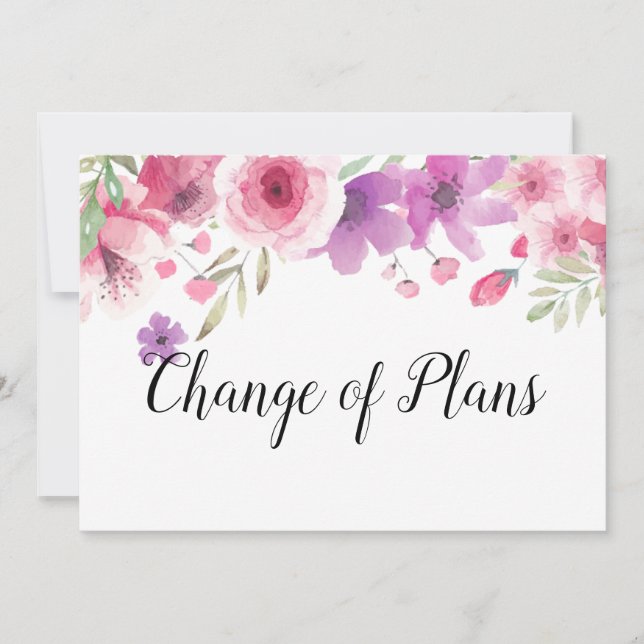 Change of Plans Date Postponed Floral Roses Invitation (Front)