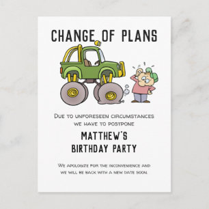Change Of Plans Party Cancellation Postpone Humour Postcard
