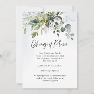 Change Of Plans Postponed Eucalyptus Chic Wedding Invitation