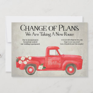 Change Of Plans Postponed Red Truck Wedding Announcement