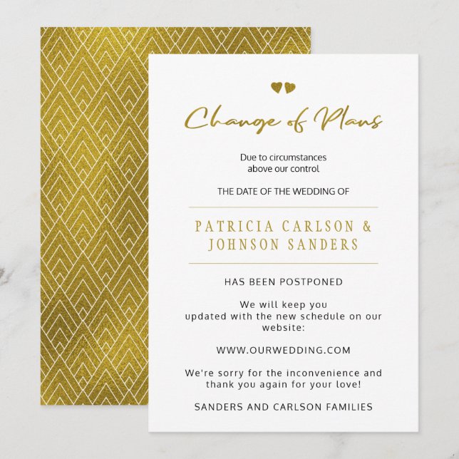 Change of plans postponed wedding announcement (Front/Back)
