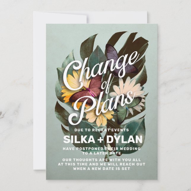 Change of Plans Rescheduled Wedding Announcement (Front)