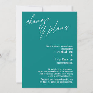 Change of Plans Teal Postponed Wedding Card