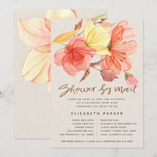 Change of plans watercolor floral shower by mail invitation
