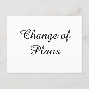 Change of plans wedding cancellation postponement postcard