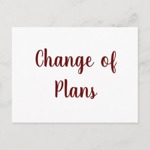 Change of plans wedding cancellation postponement postcard