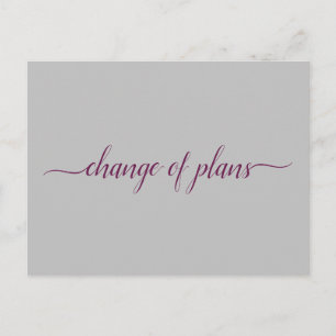 Change of Plans Wedding Postponed Cassis & Grey Announcement Postcard