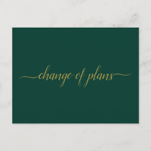 Change of Plans Wedding Postponed Green & Gold Announcement Postcard