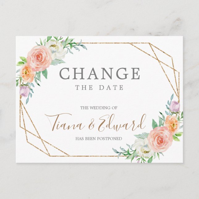 Change of Plans Wedding Postponed Postcard (Front)