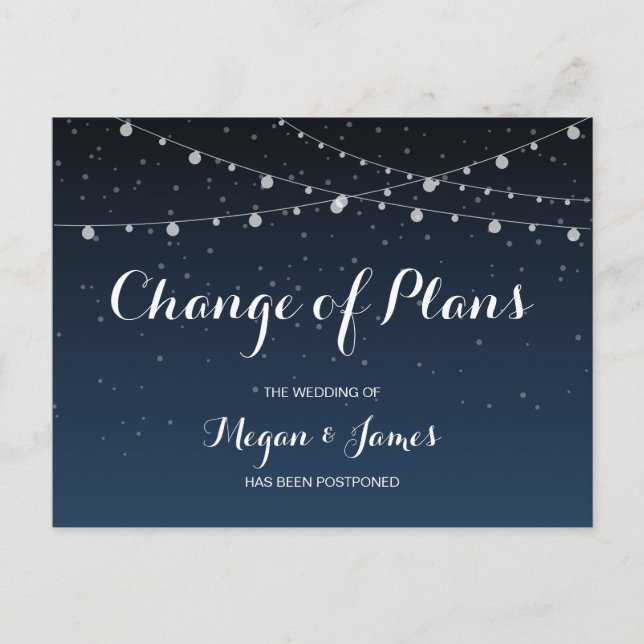 Change of Plans Wedding Postponed Postcard (Front)