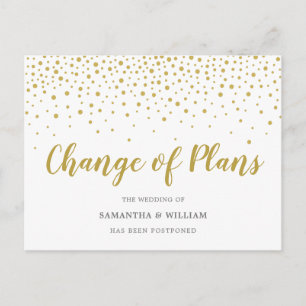 Change of Plans Wedding Postponed Postcard