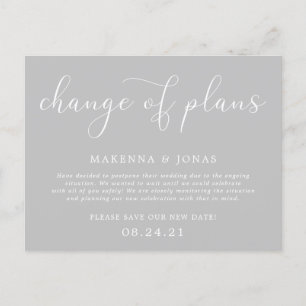 Change of Plans Wedding Postponement Announcement Postcard