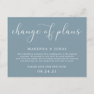 Change of Plans Wedding Postponement Announcement Postcard
