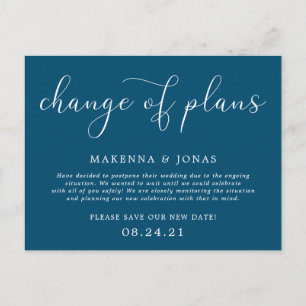 Change of Plans Wedding Postponement Announcement Postcard