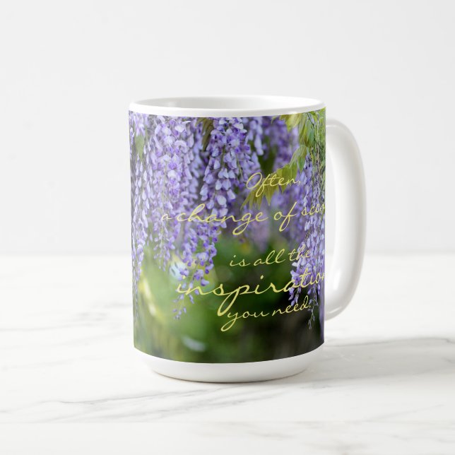 Change of Scene Inspiration Quote Wisteria Flowers Coffee Mug (Front Right)