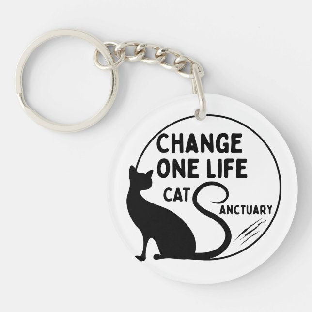 Change One Life Cat Sanctuary Acrylic Keychain (Front)