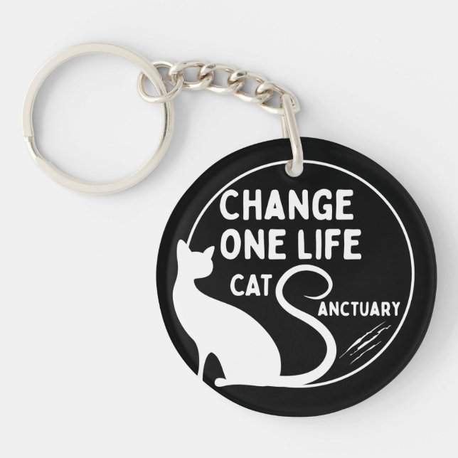 Change One Life Cat Sanctuary Acrylic Keychain (Front)