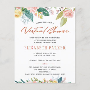 Change plans BUDGET bridal floral virtual shower