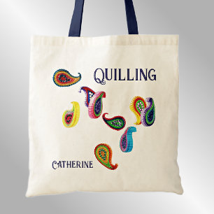 Change Quilling & Name, Paper Quilled Paisleys Tote Bag