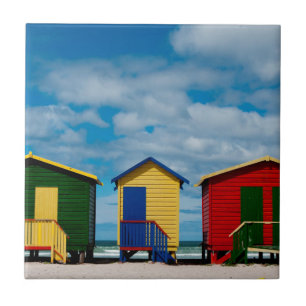 Change Rooms. Muizenberg Beach, Cape Town Tile