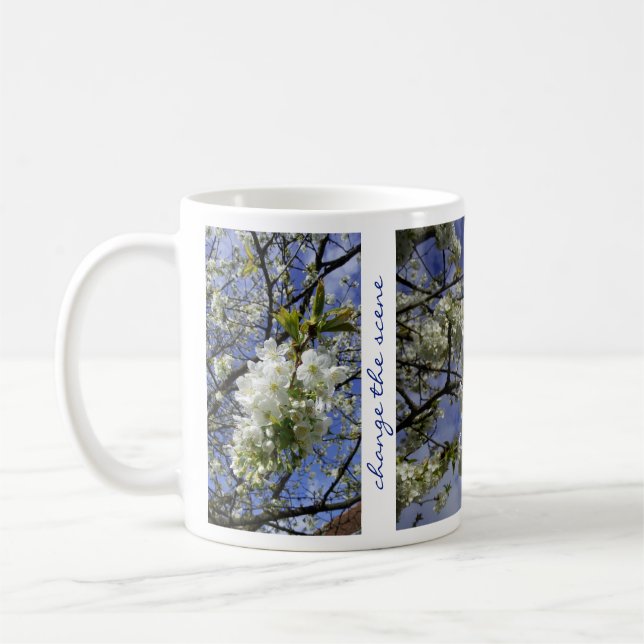 Change Scene Inspirational Quote Cherry Blossoms Coffee Mug (Left)