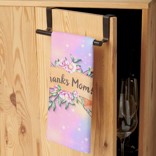 Change Text Add Name Boho Flower Arrows Soft Brown Tea Towel (Thirds Fold)