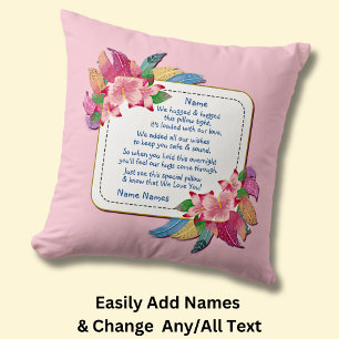 Change Text Add Name Boho Flower Feathers Hugged Cushion