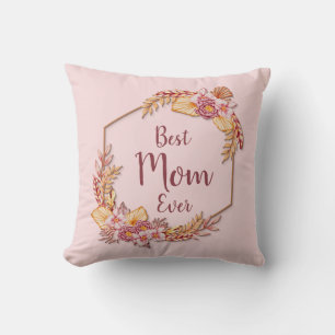 Change Text Add Name Boho Flower Frame Best Mum  Cushion