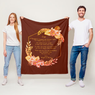 Change Text Add Name Boho Flower Frame Hug Hugged  Fleece Blanket