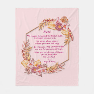 Change Text Add Name Boho Flower Frame Hug Hugged  Fleece Blanket