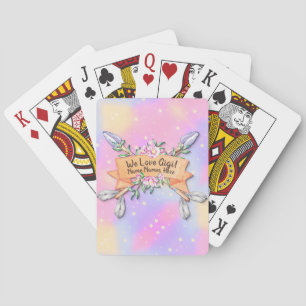 Change Text Add Name Gigi Boho Flower Arrows Pinks Playing Cards