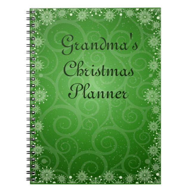 Change Text Add Name Grandmother Christmas Planner Notebook (Front)