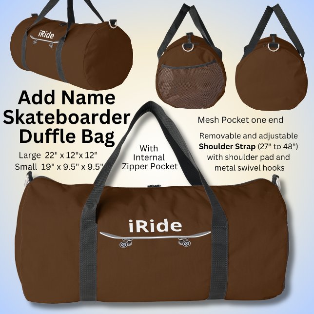 Change Text, Add Name, iRide Skateboarder Duffle Bag (Creator Uploaded)