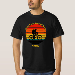 Change Text Add Name Retro Sunset Bike Rider       T-Shirt