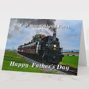 Change Text Add Name Steam Train Fathers Day Card