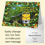 Change Text Add Names Steam Train Happy Christmas Card<br><div class="desc">Personalise this card - change any text - Change the greeting and any of the inside words - add the Names.</div>